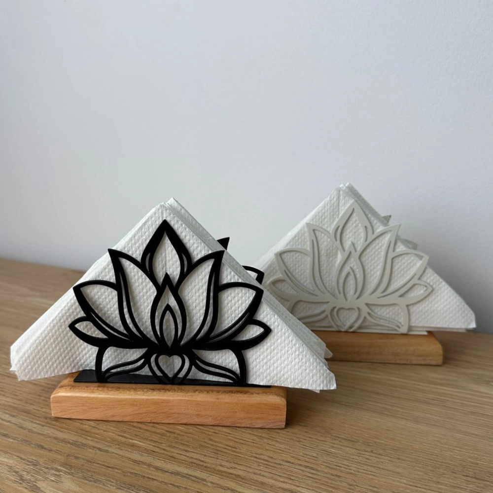 Lily Flower Tissue Holder with Wooden Base TW01LF
